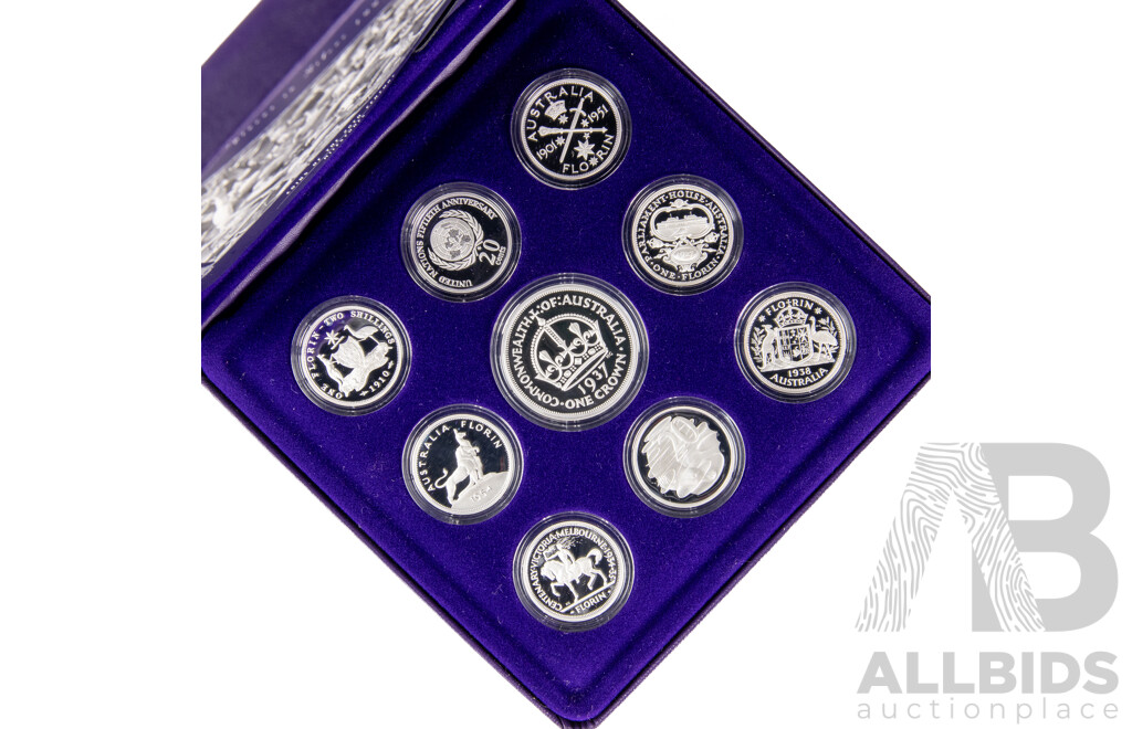Australian RAM 1998 Nine Silver Coin Set, Coins of the 20th Century - Master Pieces in Silver .999