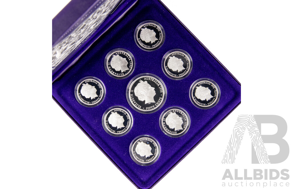 Australian RAM 1998 Nine Silver Coin Set, Coins of the 20th Century - Master Pieces in Silver .999