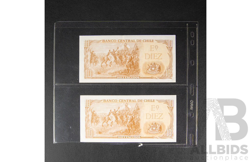 Collection of Banknotes, Chile, Paraguay and Argentina Including Consecutives