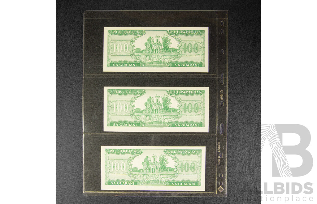 Collection of Banknotes, Chile, Paraguay and Argentina Including Consecutives
