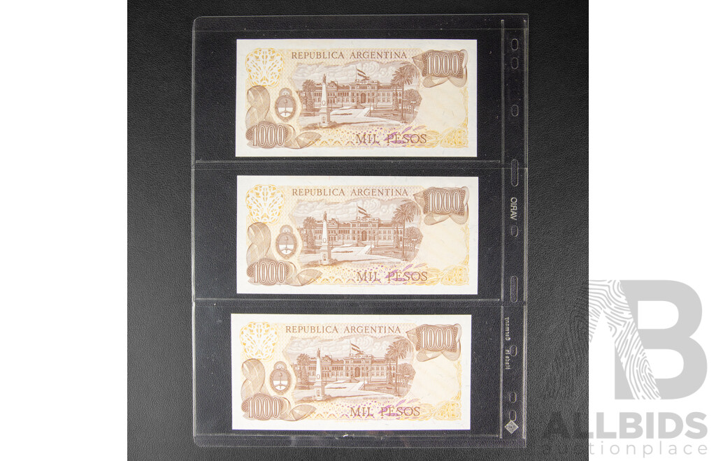 Collection of Banknotes, Chile, Paraguay and Argentina Including Consecutives