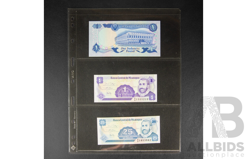 Collection of International Banknotes Including Ukraine, Lithuania, Cambodia, Bangladesh, Nicaragua, Lebanon, Sudan, Poland, Indonesia, Egypt