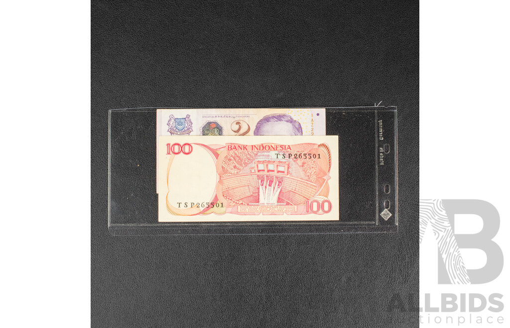 Collection of International Banknotes Including Tanzania, Zambia, Guyana, Sierra Leone, Suriname, Indonesia, Singapore