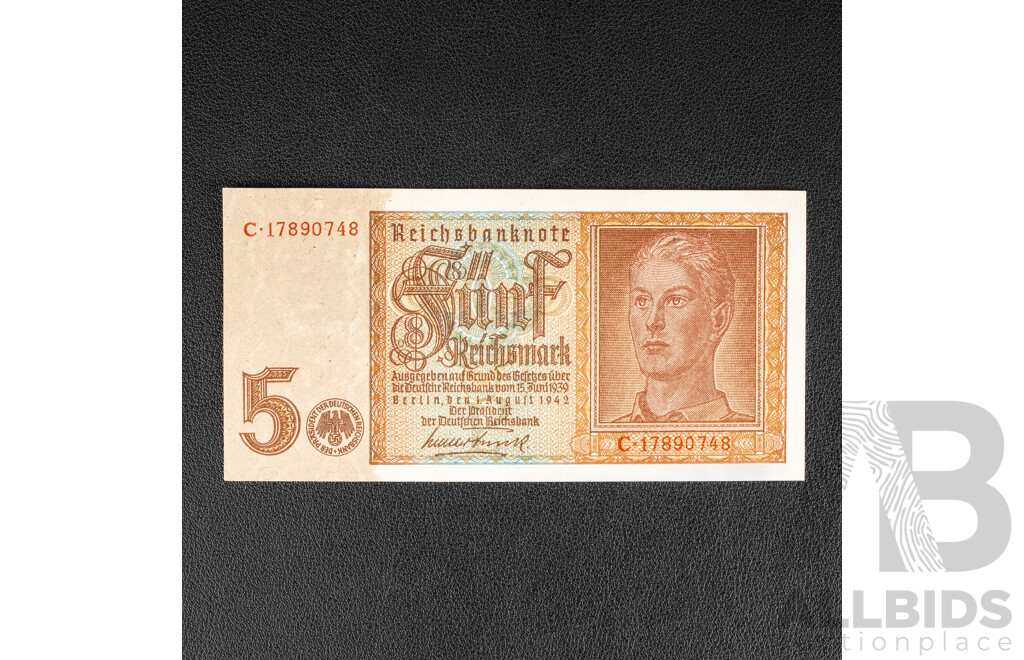 Germany 1942 Five Deutsche Mark Banknote