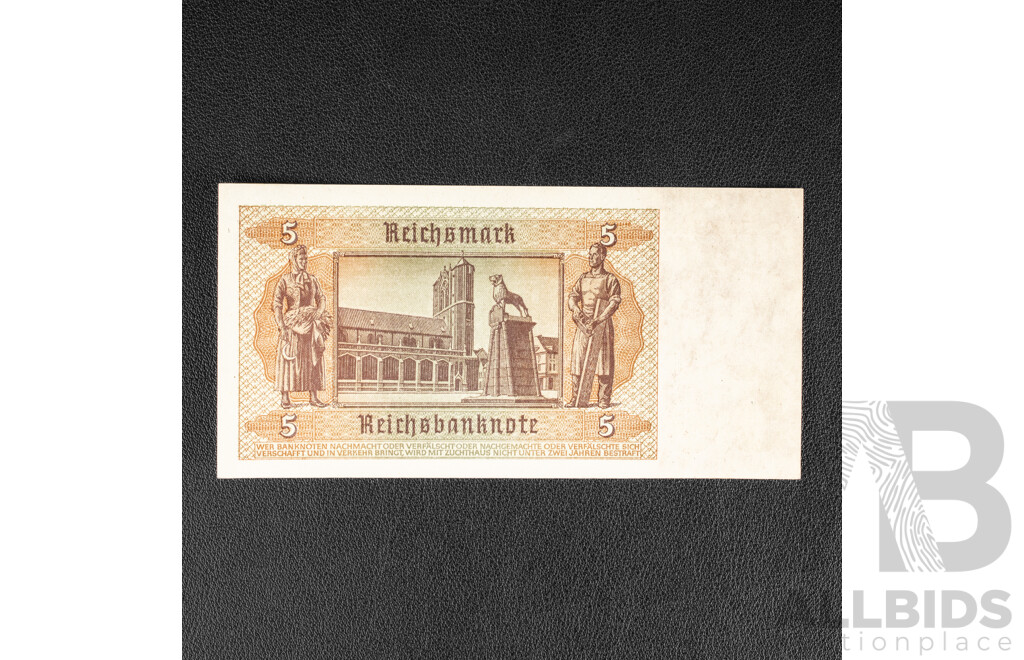 Germany 1942 Five Deutsche Mark Banknote