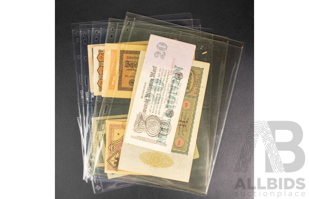 Collection of German 1922-1923 Banknotes Including Five Million Mark
