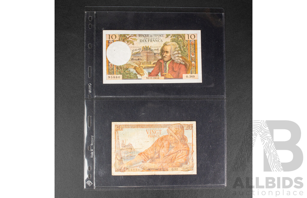 Collection of Vintage Banknotes Including Germany, Italy, Sweden, Netherlands, Austria, France