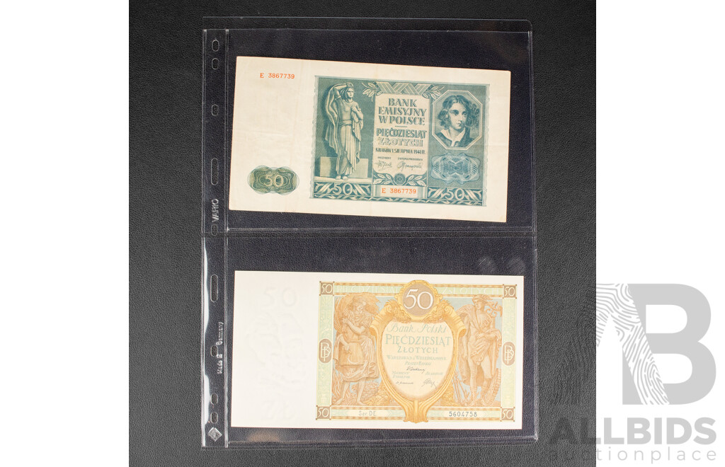 Collection of Vintage Banknotes Including Germany, Croatia, Poland, Russia