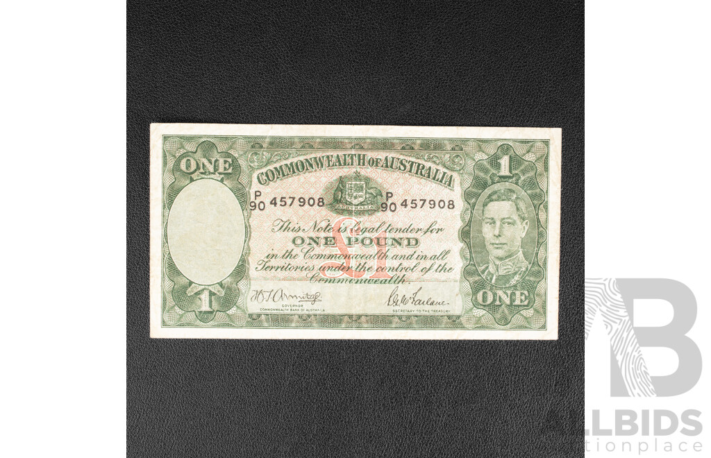 Australian 1942 One Pound Note, R30a Armitage/McFarlane, P90 547908