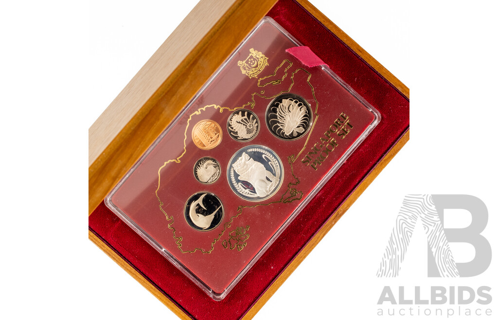 Singapore 1982 Six Proof Coin Set Including Silver One Dollar Coin .925