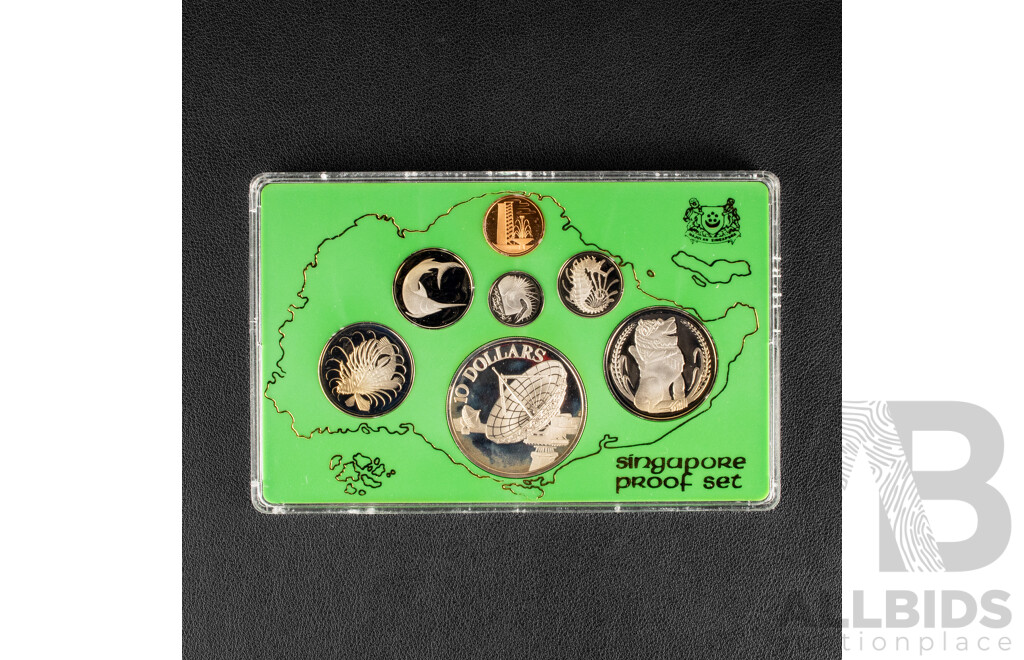 Singapore 1979 Seven Proof Coin Set Including Silver Ten Dollar Coin .500
