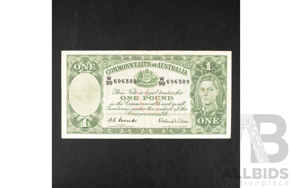 Australian 1952 One Pound Note, R32 Coombs/Wilson, W99 696389