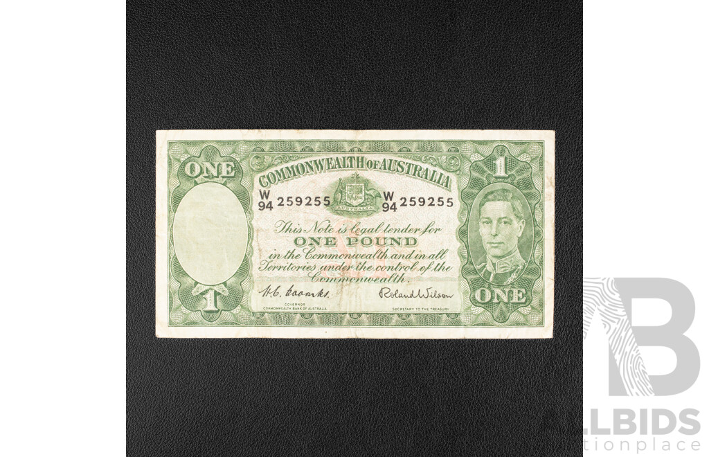 Australian 1952 One Pound Note, R32 Coombs/Wilson, W94 259255