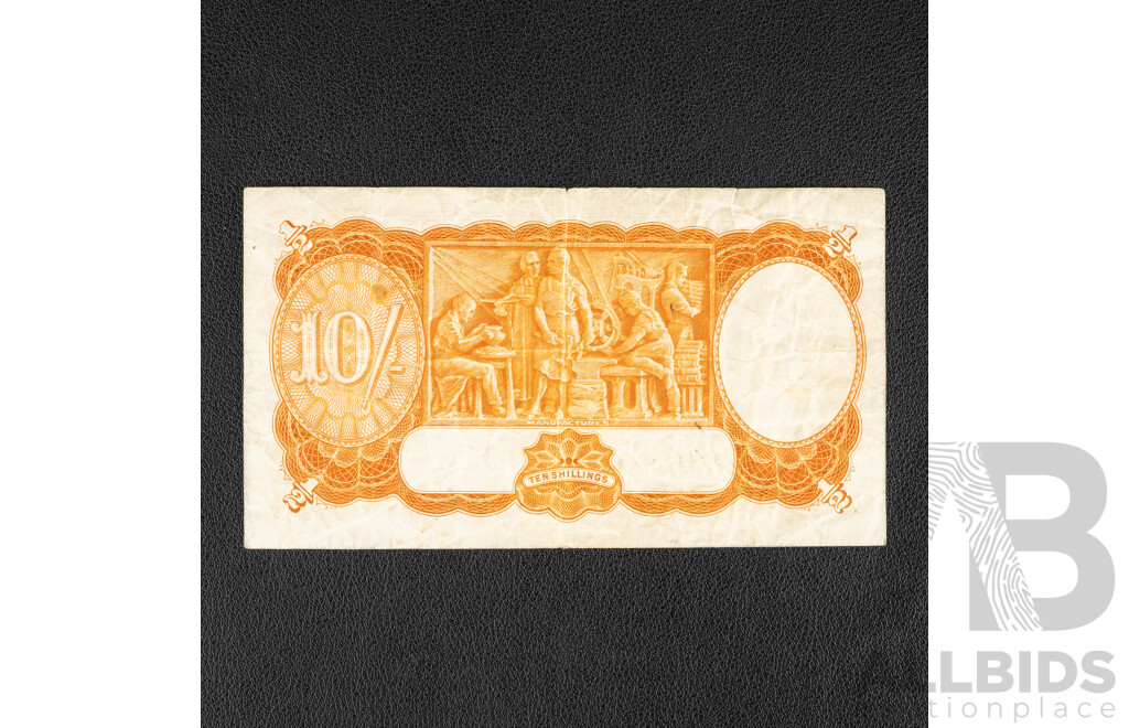 Australian 1952 Ten Shillings Note, R15 Coombs/Wilson B40 876473