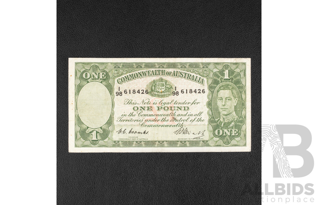 Australian 1949 One Pound Note, R31 Coombs/Watt I98 618426