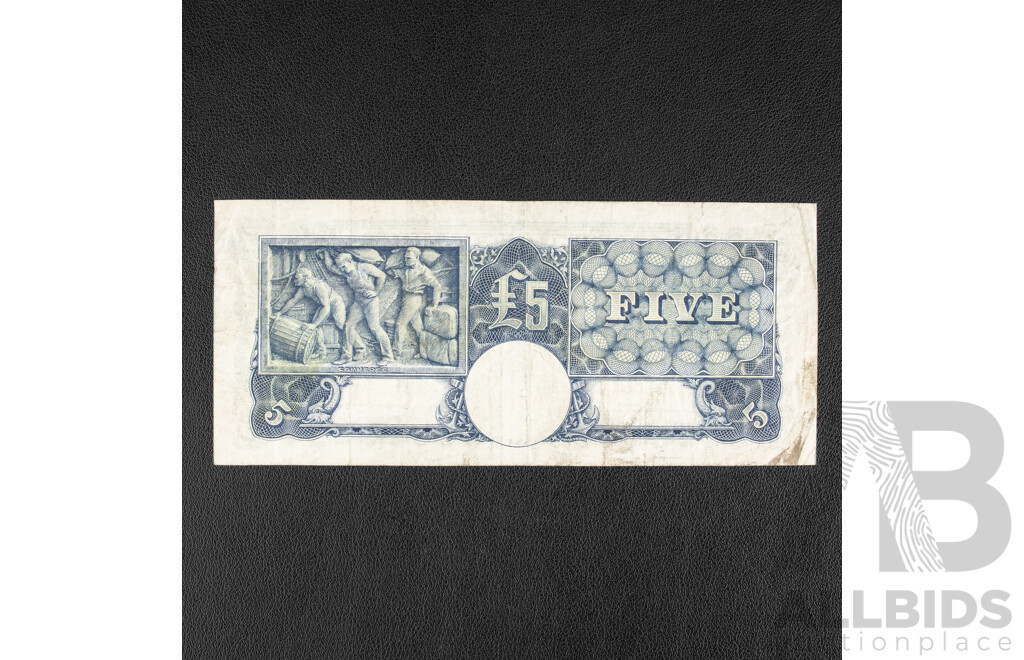 Australian 1949 Five Pound Note, R47 Coombs/Watt R91 860022