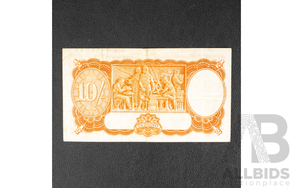 Australian 1949 Ten Shilling Note, R14 Coombs/Watt, First Prefix G85 698468