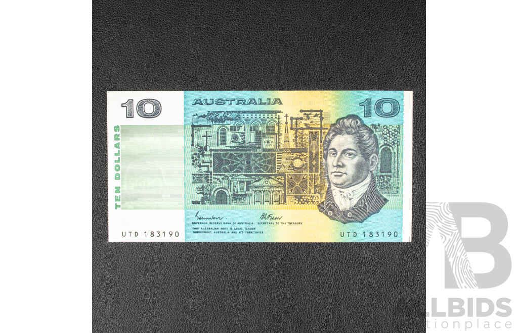 Australian 1985 Ten Dollar Note, R213, Fraser/Johnston, UTD 183190