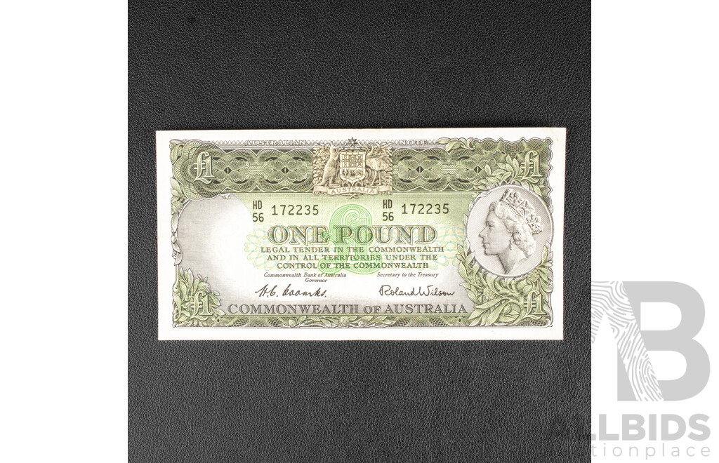 Australian 1953 One Pound Note, R33 Coombs/Wilson HD 56 172235