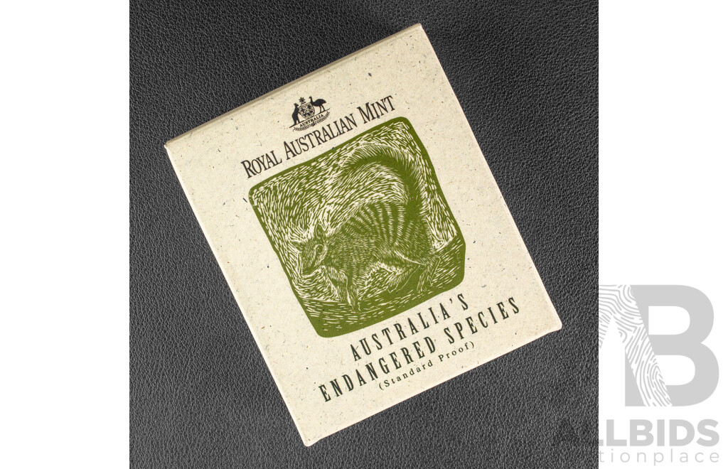 Australian RAM 1995 Silver Proof Ten Dollar Coin, Australia's Endangered Species, Numbat .925