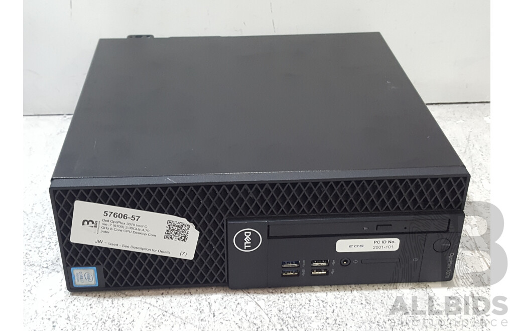 Dell OptiPlex 3070 Intel Core i7 (9700) 3.00GHz-4.70GHz 8-Core CPU Desktop Computer