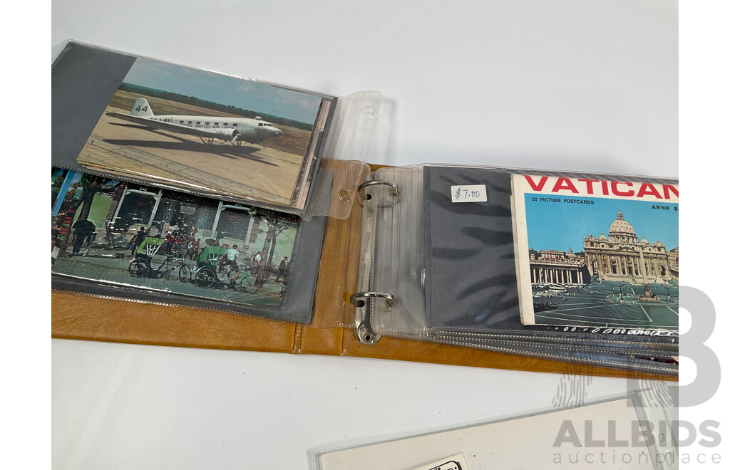 Four Albums of International Post Cards and First Day Cover Including Australia, Holland, USA, Shanghai, Scotland, Gibraltar, Germany, New Zealand, Japan Denmark, Fiji, Thailand