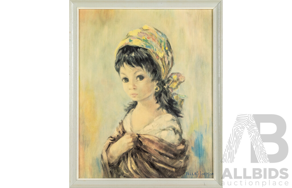 Audrey Dallas-Simpson (20th Century, British, 1925-1984), Peasant Girl, Mid-Century Reproduction Print on Board After Original, 56 X 46 Cm (frame)