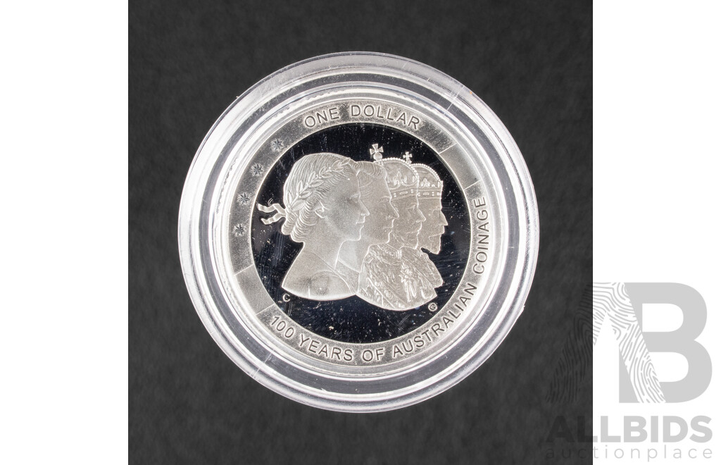 Australian RAM 2010 Silver Proof One Dollar Coin, One Hundred Years of Australian Coinage .999