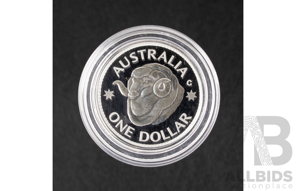 Australian RAM 2011 Silver Proof One Dollar Coin, Ram's Head Dollar .999