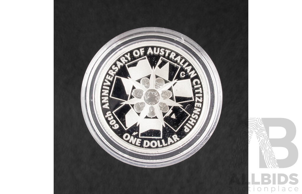 Australian RAM 2009 Silver Proof One Dollar Coin, Sixty Years of Australian Citizenship .999