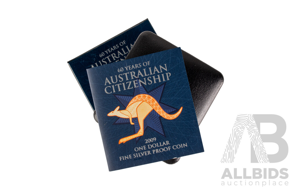 Australian RAM 2009 Silver Proof One Dollar Coin, Sixty Years of Australian Citizenship .999