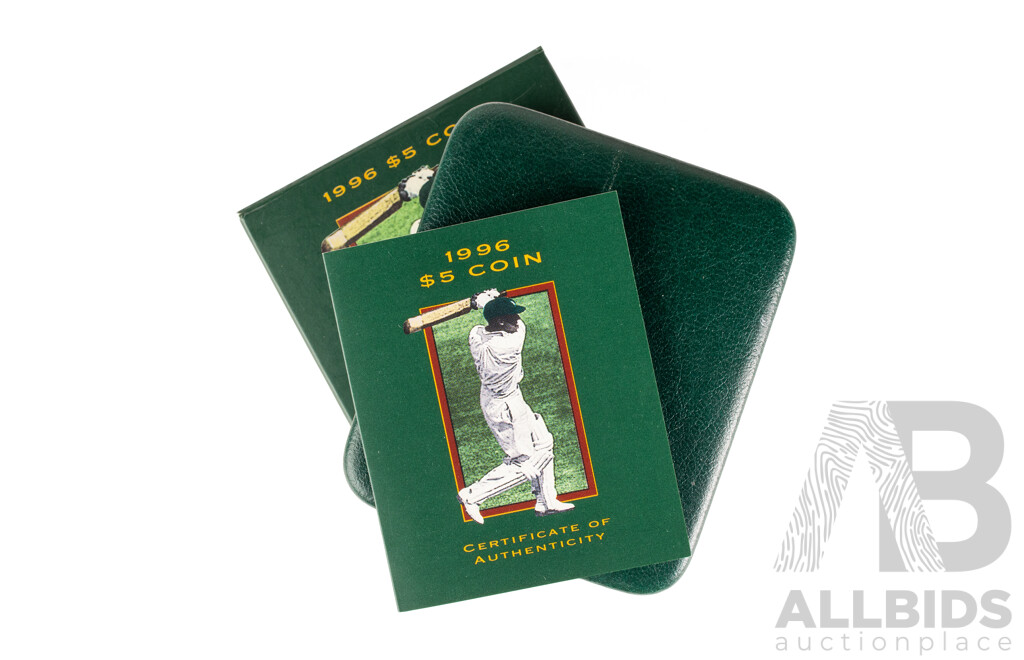 Australian RAM 1996 Five Dollar Proof Coin, Donald Bradman Tribute