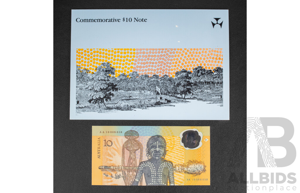 Australian 1988 Ten Dollar Note, Commemorative Fraser/Johnston A01a