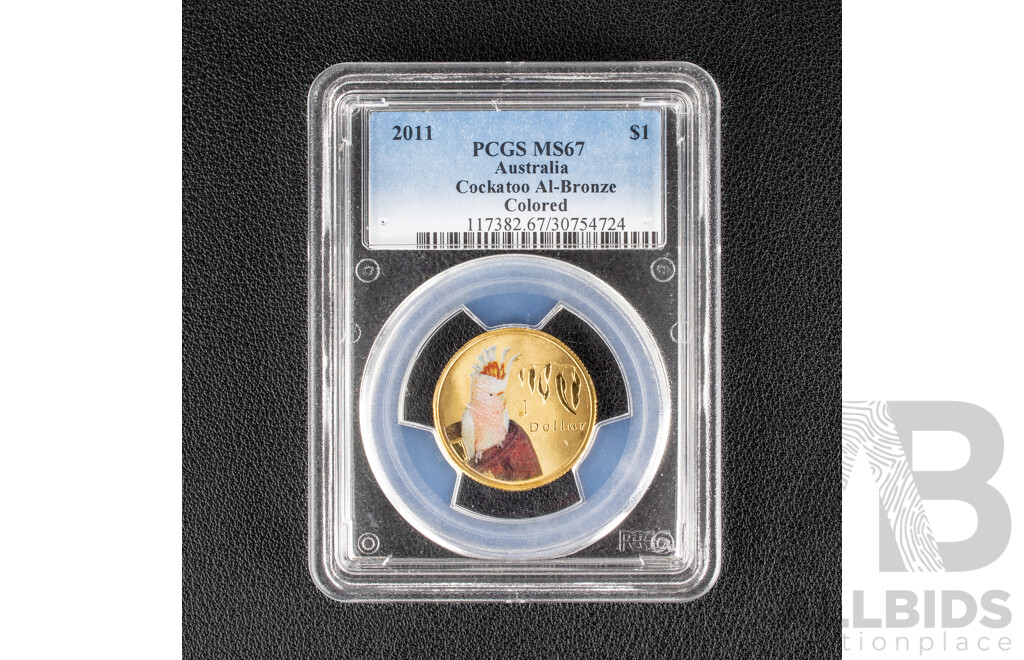Australian 2011 One Dollar Coin, Air Series Major Mitchell Cockatoo, PCGS MS67
