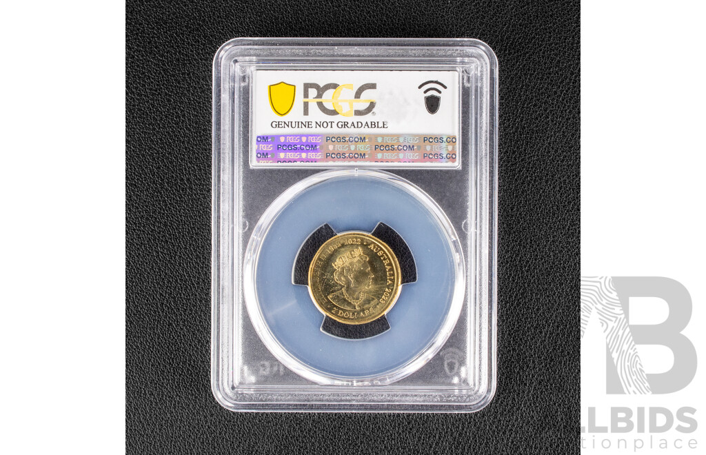 Australian 2023 Two Dollar Coin, Vegemite Centenary, PCGS Genuine Scratch UNC Detail