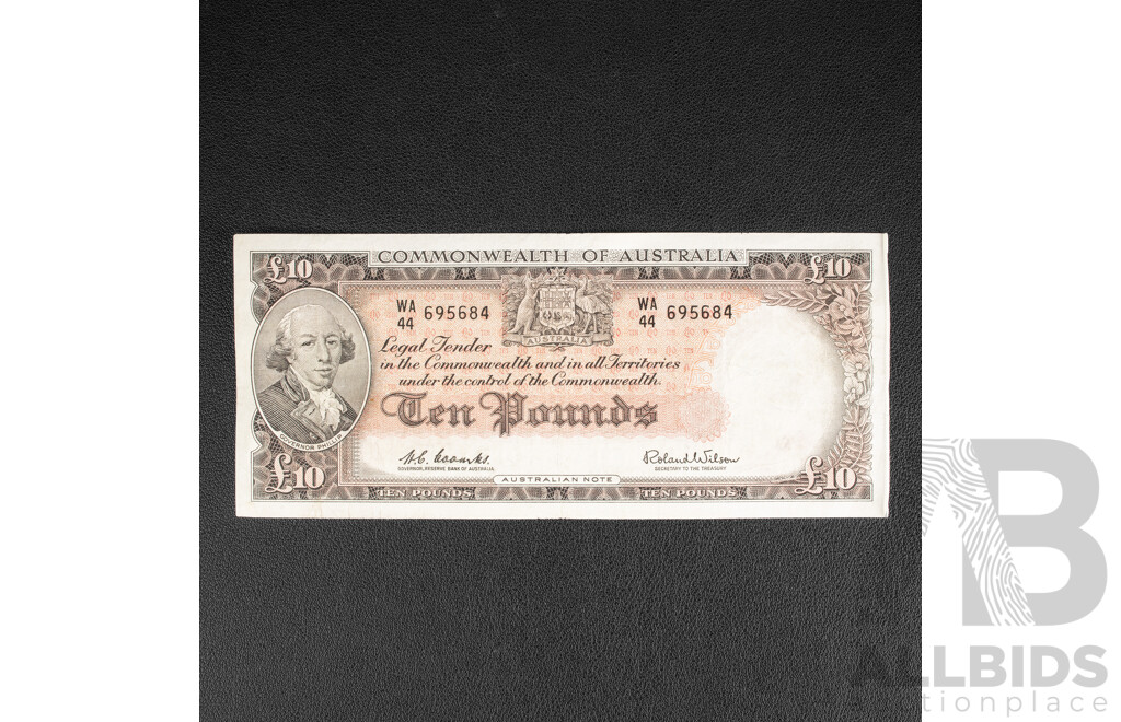 Australian 1960 Ten Pound Note, Coombs Wilson R63