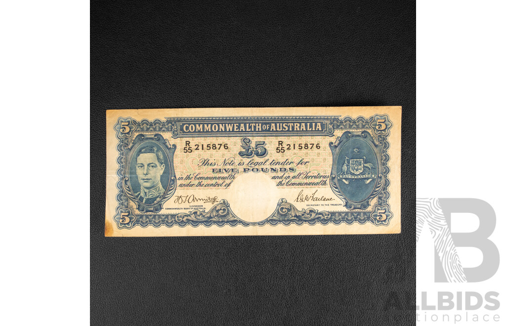 Australian 1941 Five Pound Note Armitage/McFarlane