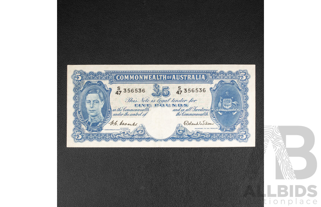 Australian 1952 Five Pound NoteR48 Coombs/Wilson R48