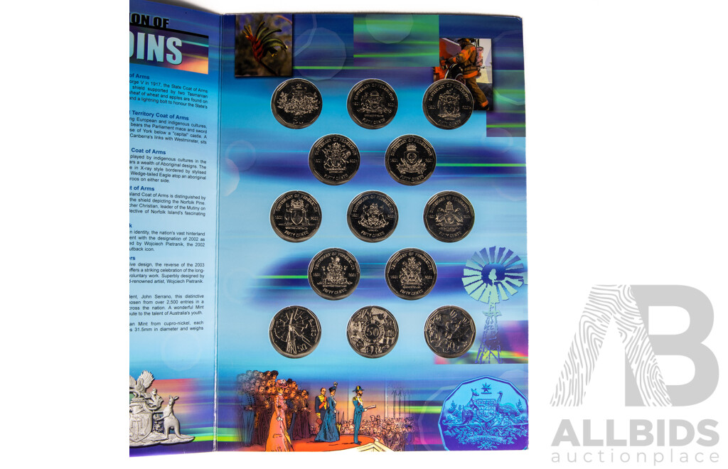 Twelve Australian UNC Commemorative Fifty Cent Coins 1966-2000