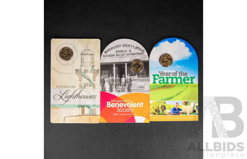 Australian Carded One Dollar Coins 2012, 2013, 2015