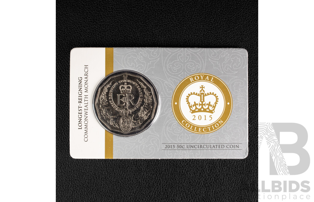 Australian 2015 Fifty Cent, Royal Collection, Longest Reigning Monarch.