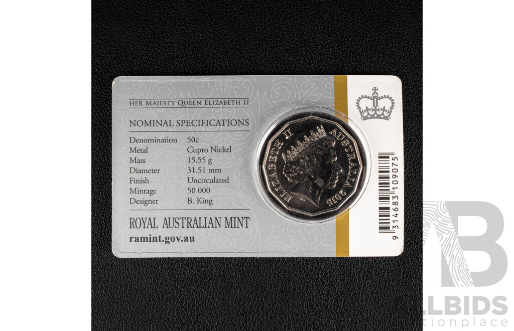 Australian 2015 Fifty Cent, Royal Collection, Longest Reigning Monarch.