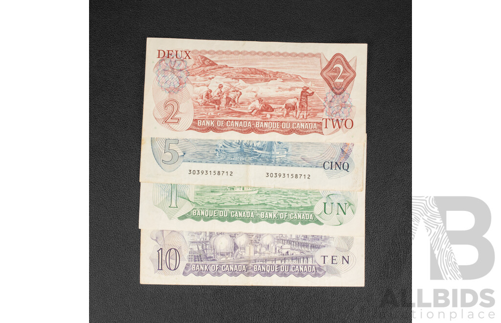 Four Canadian 1970's Banknotes