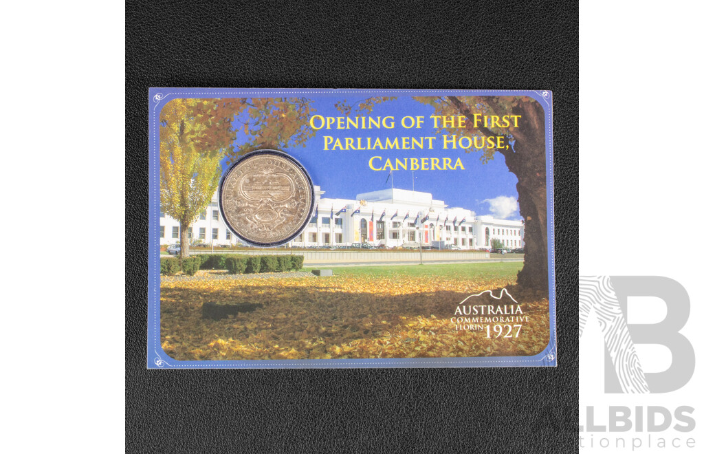 Australian KGV 1927 Florin, Canberra Commemorative .925