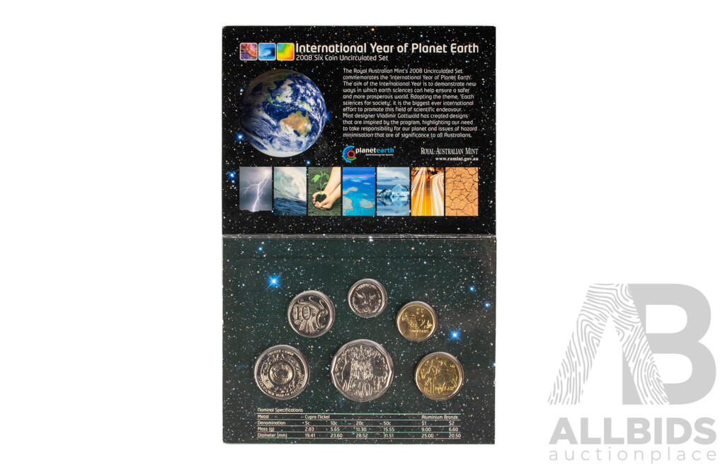 2008 Set of six UNC coins. Year of Planet Earth.