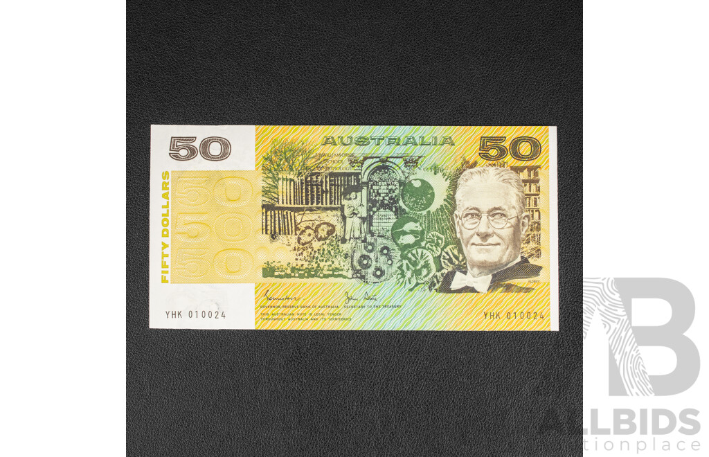 Australian 1983 UNC Fifty Dollar Note Knight/Stone