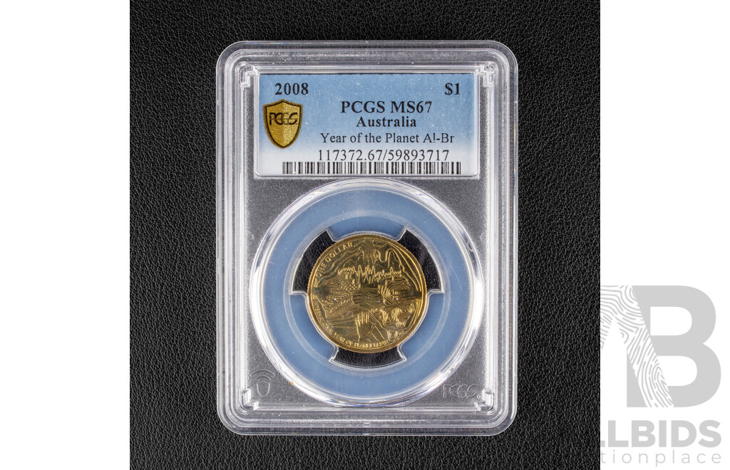 Australian RAM 2008 One Dollar Coin, Year of the Planet, Graded PCGS MS67 GEM. 40