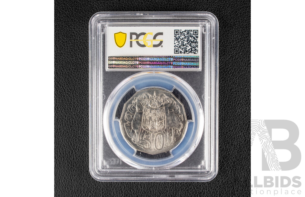 Australian RAM 2016 Fifty Cent Coin, 50 Years Decimal, Graded PCGS MS63 a/Choice 45