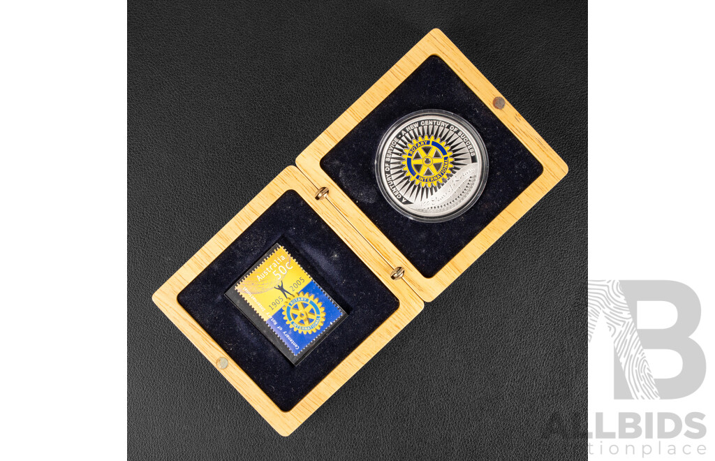 Australian Perth Mint 2005 Perth Mint Silver Coin 100 Years Rotary.