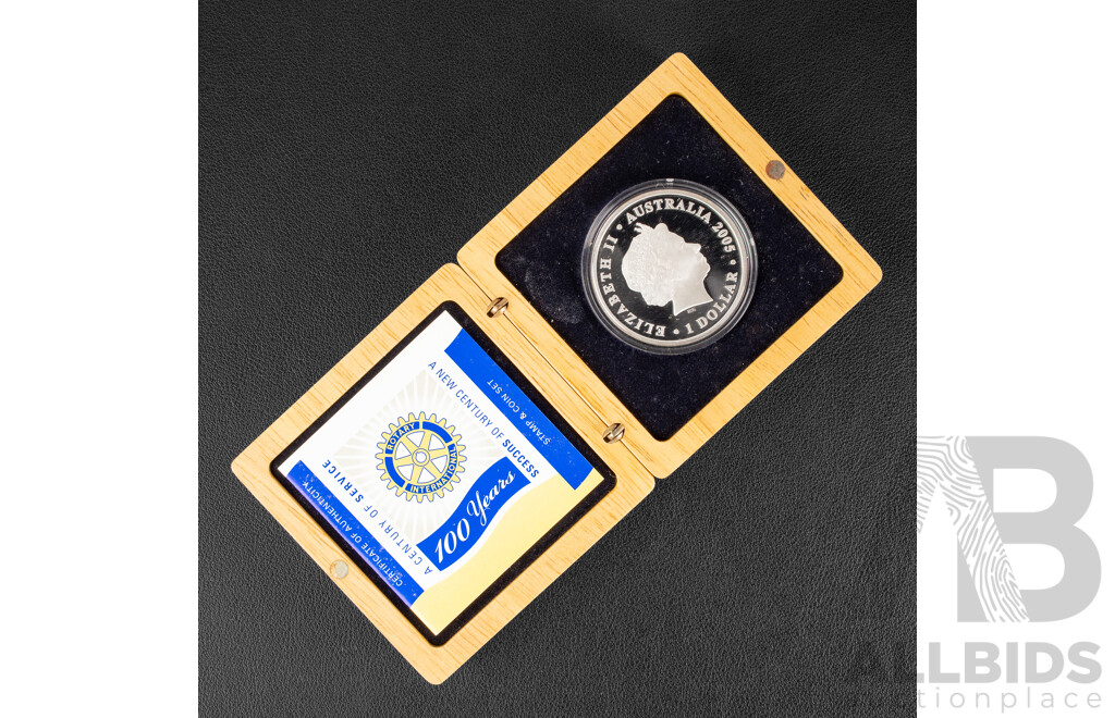 Australian Perth Mint 2005 Perth Mint Silver Coin 100 Years Rotary.